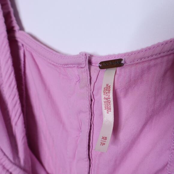 FREE PEOPLE Looking Stunning Midi Dress Pink Ruched Low Back Slit Hem Women's XS - Picture 13 of 15